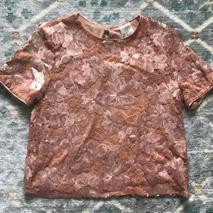 Rose Gold Sequin and Lace Top